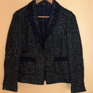 J. Crew Women's Dark Blue Tweed Blazer